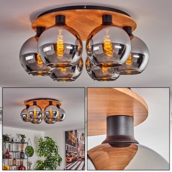 Koyoto Lampa Sufitowa - Szkło kolory naturalne, czarny, 6-punktowe