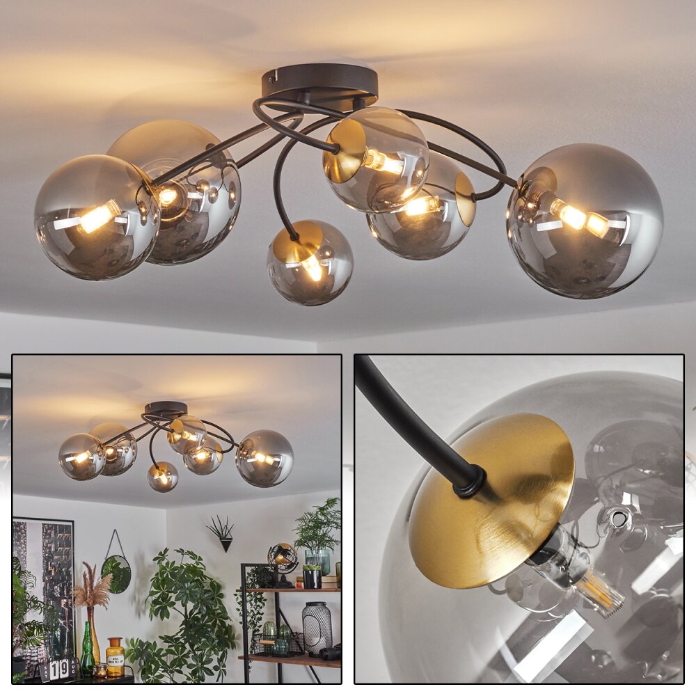 Chehalis Lampa Sufitowa - Szkło Złoty, Czarny, 6-punktowe main product photo