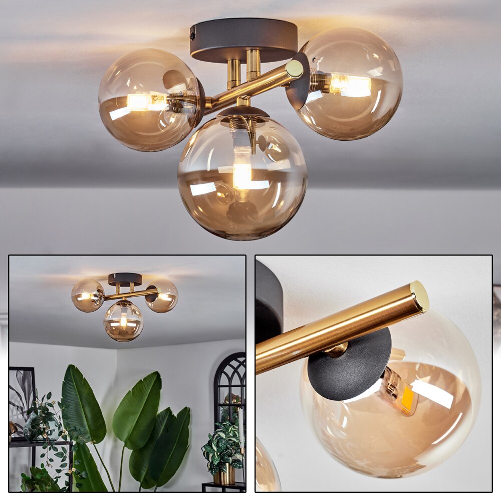 Chehalis Lampa Sufitowa - Szkło Złoty, Czarny, 3-punktowe main product photo