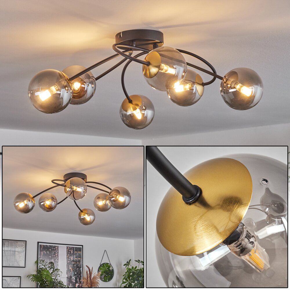 Chehalis Lampa Sufitowa - Szkło Złoty, Czarny, 6-punktowe main product photo