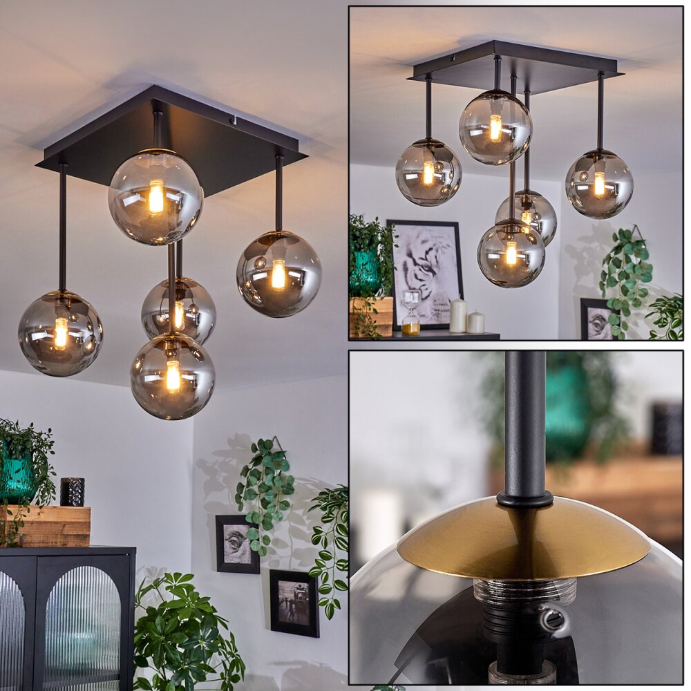 Chehalis Lampa Sufitowa - Szkło Złoty, Czarny, 5-punktowe main product photo