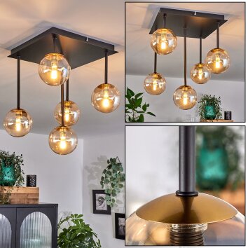 Chehalis Lampa Sufitowa - Szkło Złoty, Czarny, 5-punktowe