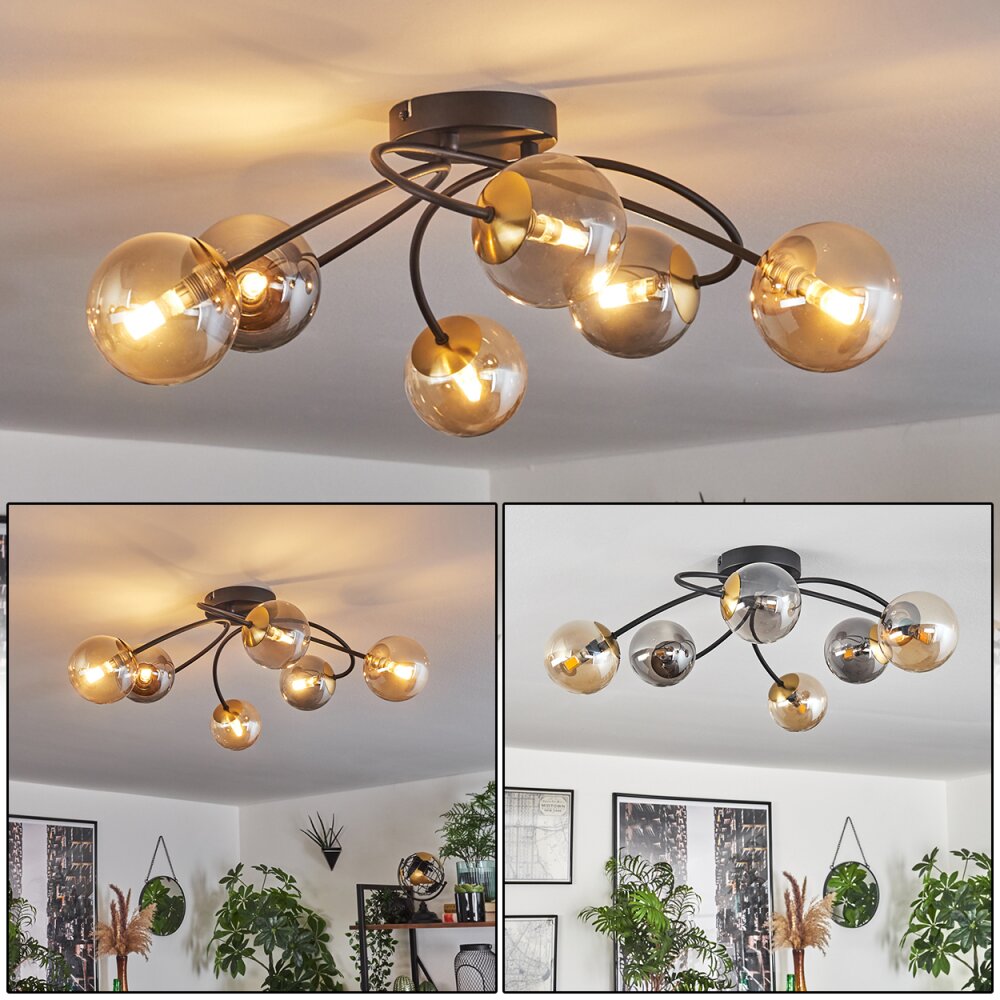 Chehalis Lampa Sufitowa - Szkło Złoty, Czarny, 6-punktowe main product photo