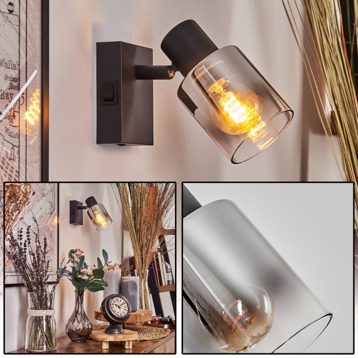 Leteque Lampa ścienna Czarny, 1-punktowy