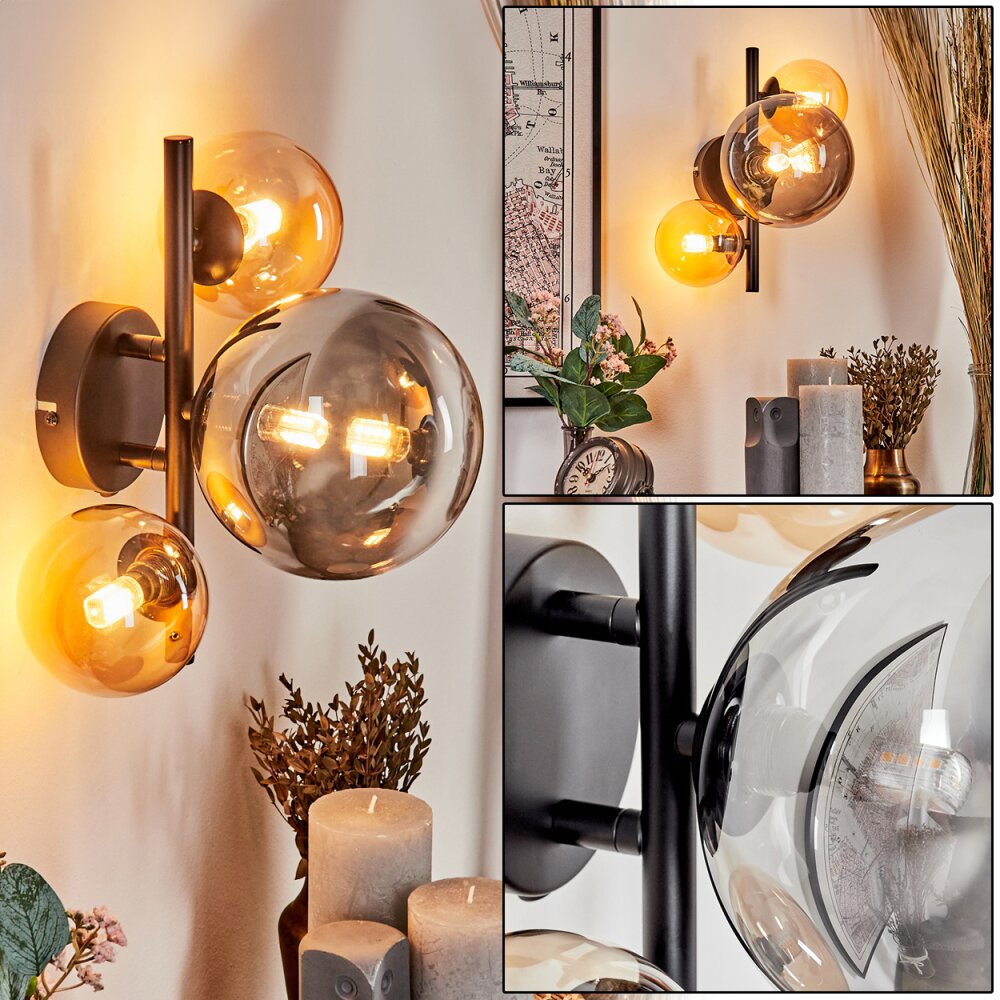 Chehalis Lampa ścienna - Szkło W kolorze bursztynu, Przydymiony, 3-punktowe main product photo