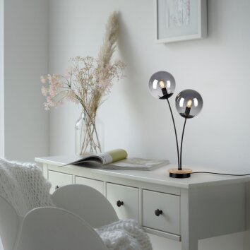JUST LIGHT GERDA WIDOW lampka nocna kolory naturalne, czarny, 2-punktowe