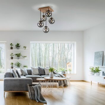 JUST LIGHT GERDA WIDOW Lampa Sufitowa kolory naturalne, czarny, 5-punktowe