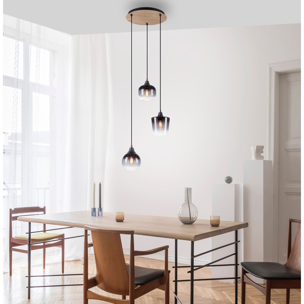 Leuchten-Direkt GREEN ZEA Lampa Wisząca Ecru, Czarny, 3-punktowe main product photo
