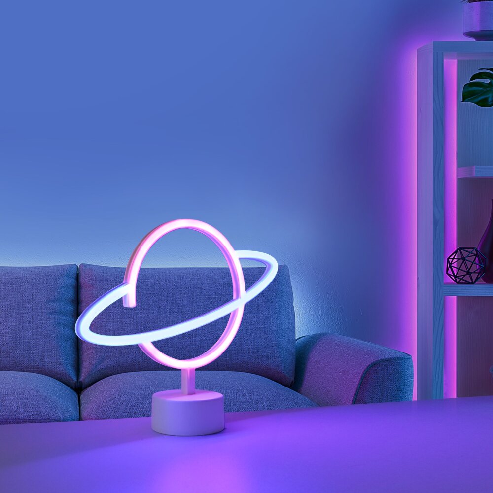 Leuchten-Direkt NEON-SATURN Lampa dekoracyjna LED Biały, 1-punktowy main product photo
