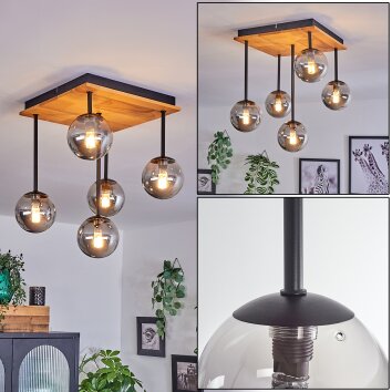 Chehalis Lampa Sufitowa - Szkło 10 cm kolory naturalne, czarny, 5-punktowe