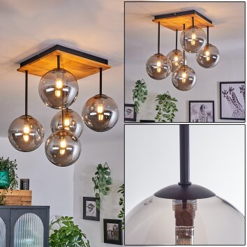 Chehalis Lampa Sufitowa - Szkło 15 cm kolory naturalne, czarny, 5-punktowe