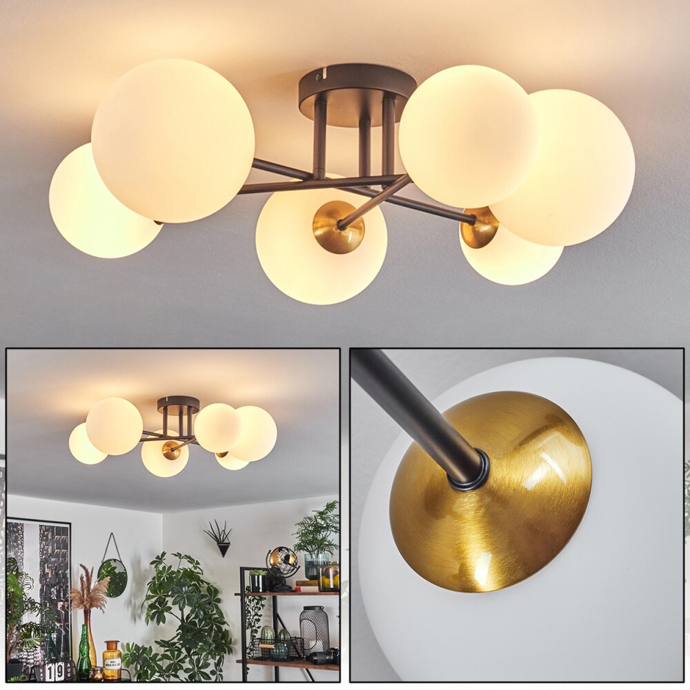 Chehalis Lampa Sufitowa - Szkło 12 cm, 15 cm Złoty, Czarny, 6-punktowe main product photo