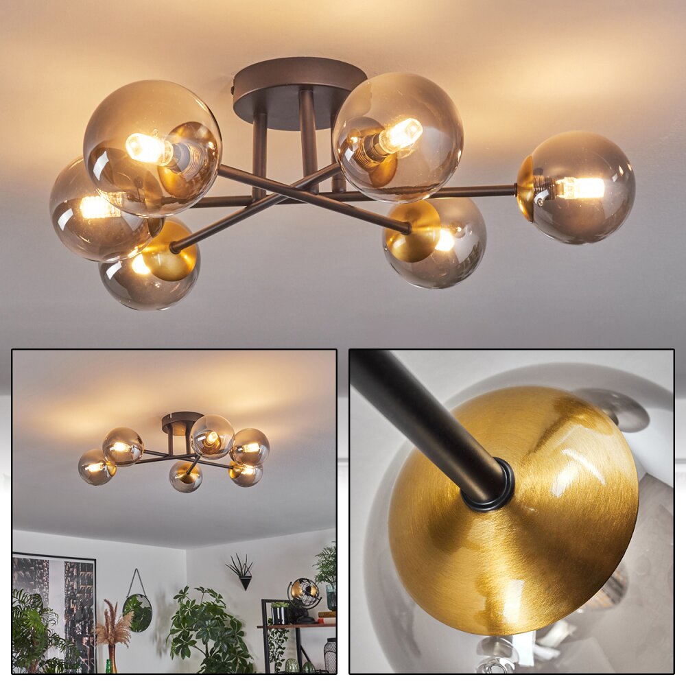 Chehalis Lampa Sufitowa - Szkło 10 cm Złoty, Czarny, 6-punktowe main product photo