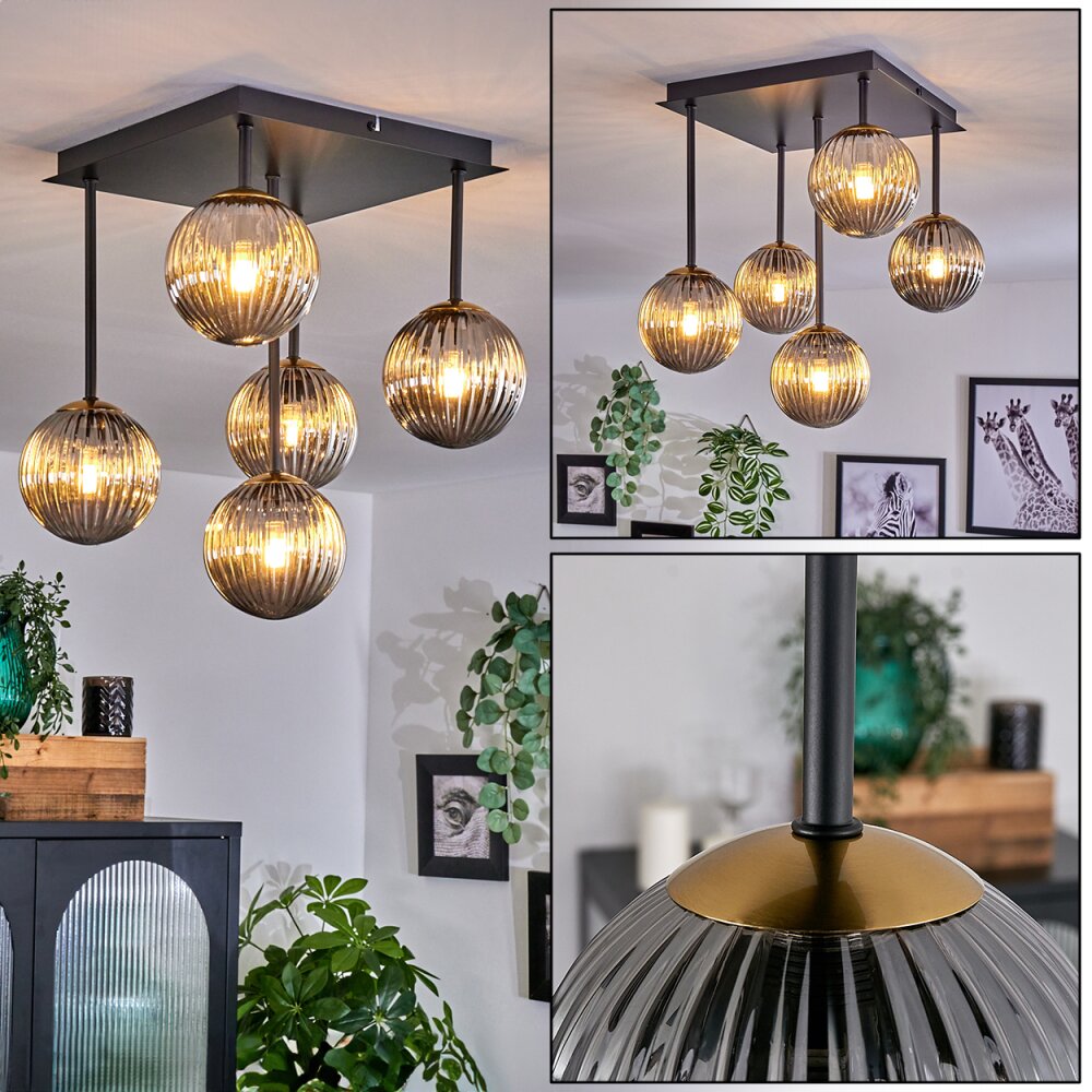 Chehalis Lampa Sufitowa - Szkło 12 cm Złoty, Czarny, 5-punktowe main product photo