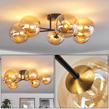 Chehalis Lampa Sufitowa - Szkło 15 cm złoty, czarny, 6-punktowe