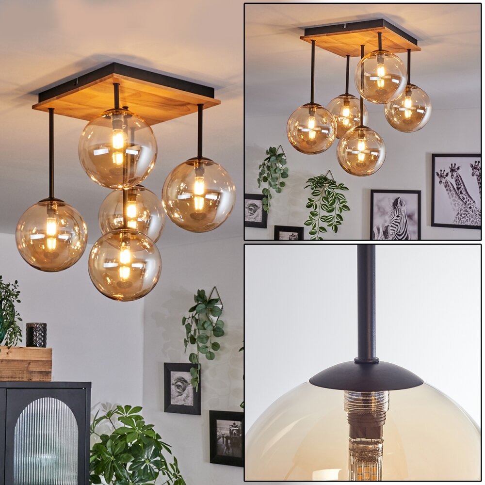 Chehalis Lampa Sufitowa - Szkło 15 cm Ecru, Czarny, 5-punktowe main product photo