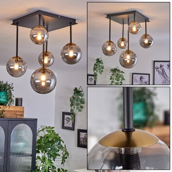 Chehalis Lampa Sufitowa - Szkło 10 cm, 12 cm, 15 cm złoty, czarny, 5-punktowe
