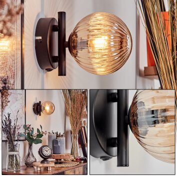 Chehalis Lampa ścienna - Szkło 12 cm W kolorze bursztynu, 1-punktowy Chehalis Lampa ścienna - Szkło 12 cm W kolorze bursztynu, 1-punktowy