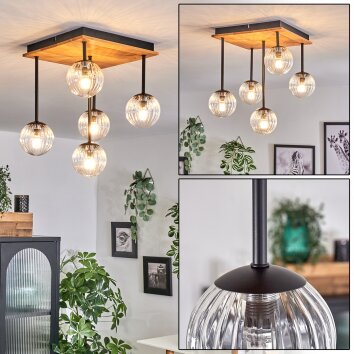 Chehalis Lampa Sufitowa - Szkło 10 cm Ecru, Czarny, 5-punktowe Chehalis Lampa Sufitowa - Szkło 10 cm Ecru, Czarny, 5-punktowe