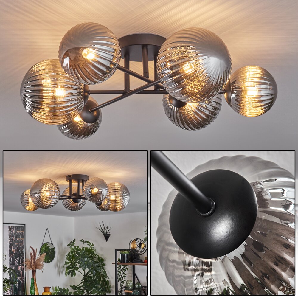 Chehalis Lampa Sufitowa - Szkło 12 cm, 15 cm Przydymiony, 6-punktowe main product photo