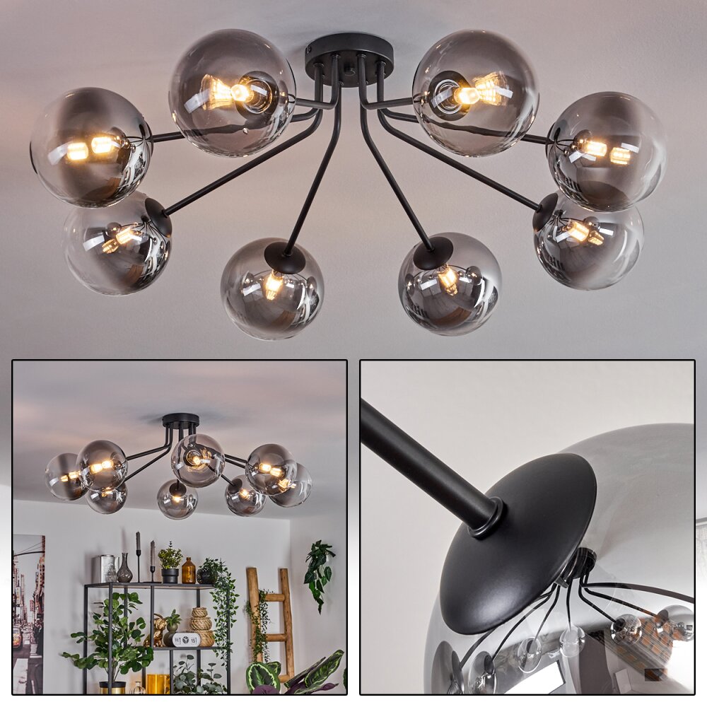 Chehalis Lampa Sufitowa - Szkło 15 cm Czarny, 8-punktowe main product photo