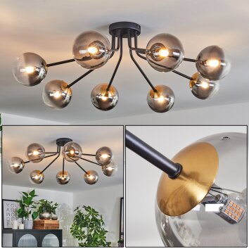 Chehalis Lampa Sufitowa - Szkło 12 cm złoty, czarny, 8-punktowe
