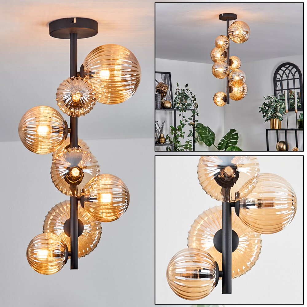 Chehalis Lampa Sufitowa - Szkło 10 cm, 12 cm, 15 cm W kolorze bursztynu, 8-punktowe main product photo