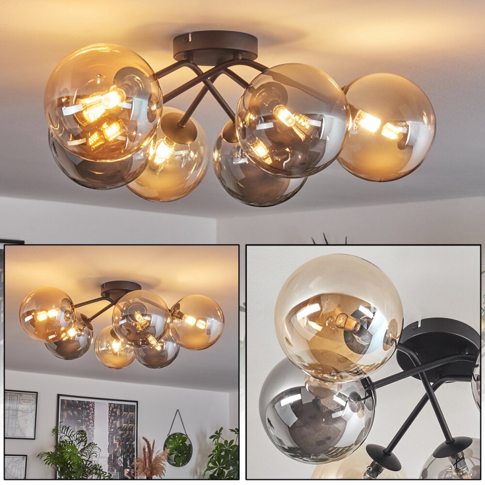 Chehalis Lampa Sufitowa - Szkło 15 cm W kolorze bursztynu, Przydymiony, 6-punktowe main product photo