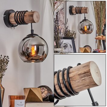 Koyoto Lampa ścienna - Szkło 15 cm Ecru, Czarny, 1-punktowy