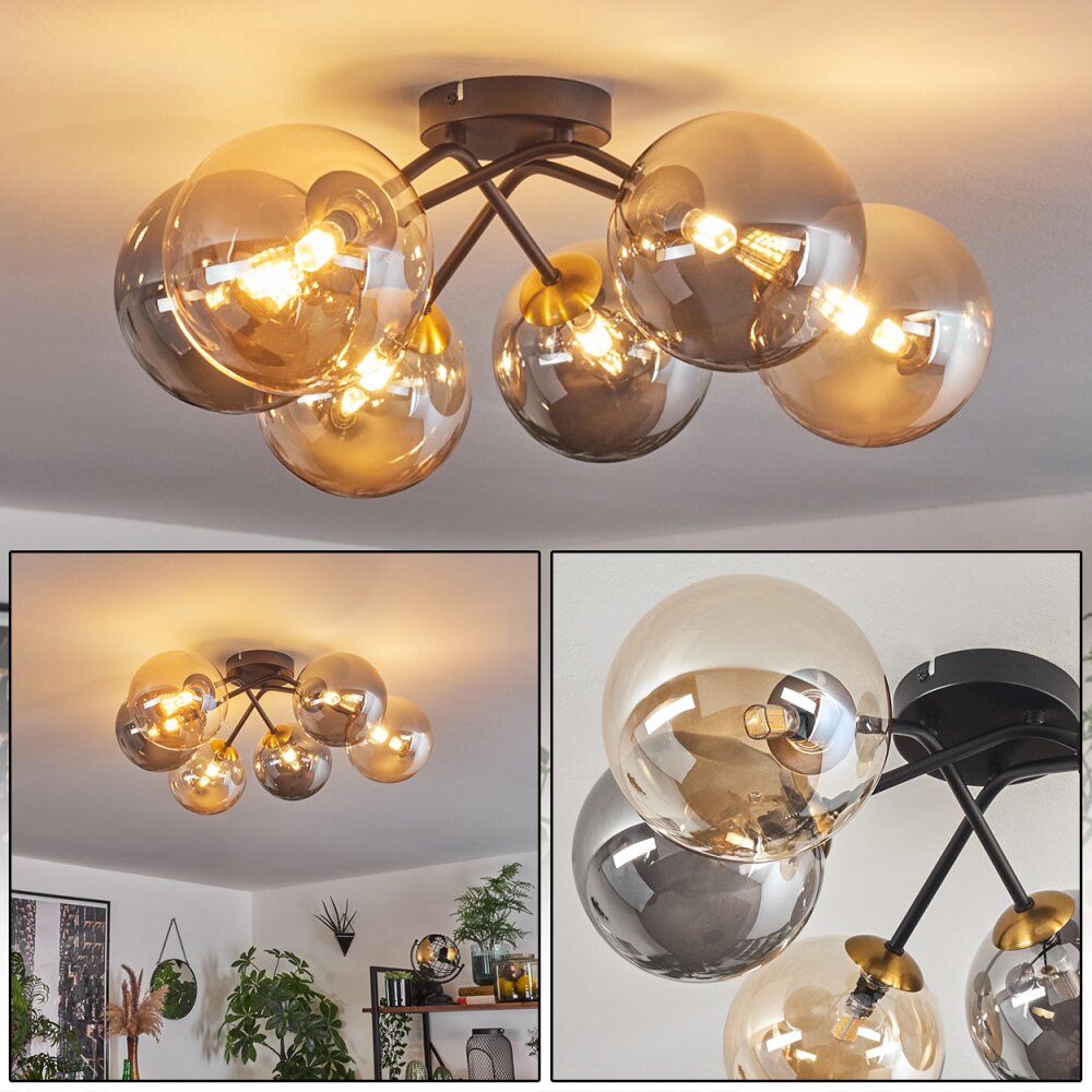 Chehalis Lampa Sufitowa - Szkło 15 cm Złoty, Czarny, 6-punktowe main product photo