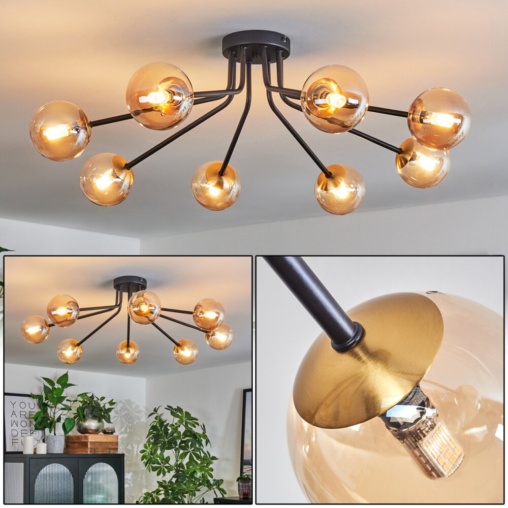 Chehalis Lampa Sufitowa - Szkło 10 cm Złoty, Czarny, 8-punktowe main product photo