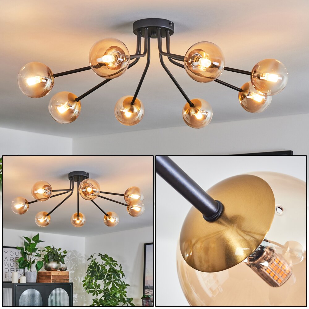 Chehalis Lampa Sufitowa - Szkło 10 cm Złoty, Czarny, 8-punktowe main product photo