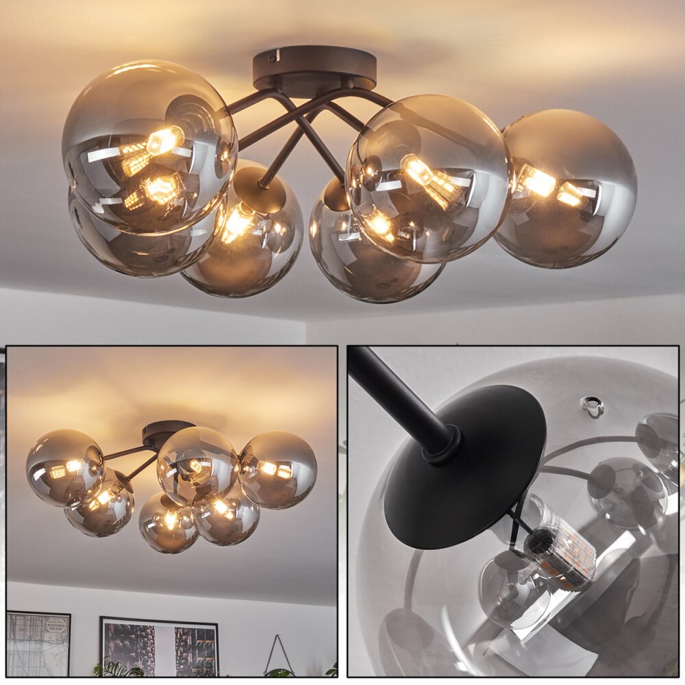 Chehalis Lampa Sufitowa - Szkło 15 cm Przydymiony, 6-punktowe main product photo