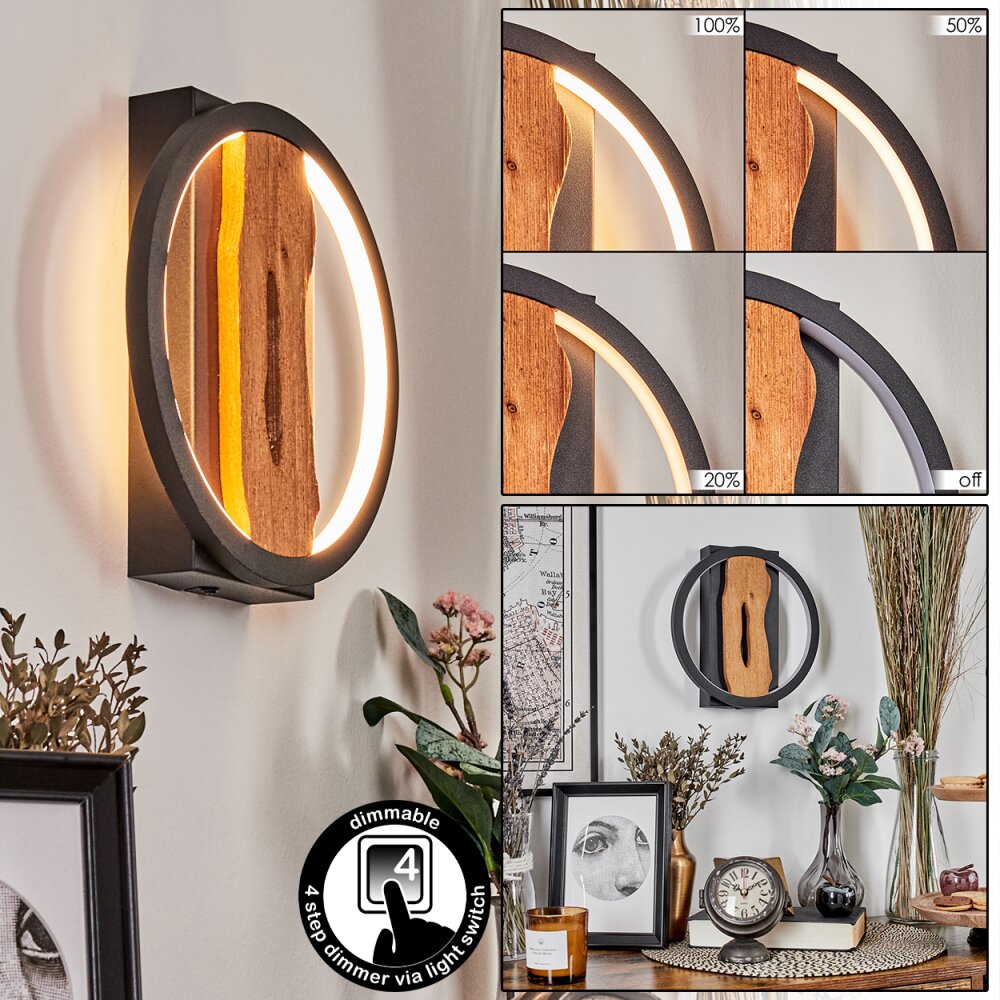 Cornol Lampa ścienna LED Ecru, Czarny, 1-punktowy main product photo