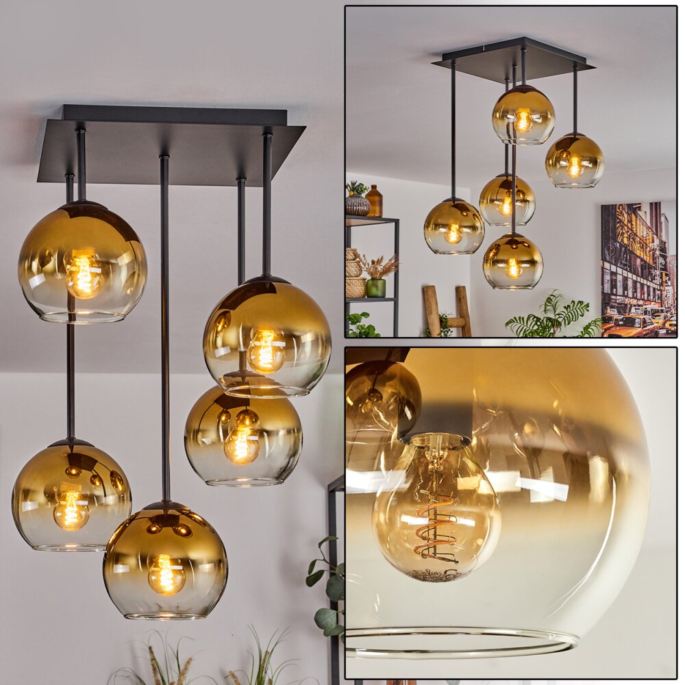 Koyoto Lampa Sufitowa - Szkło 15 cm Złoty, Przezroczysty, 5-punktowe main product photo