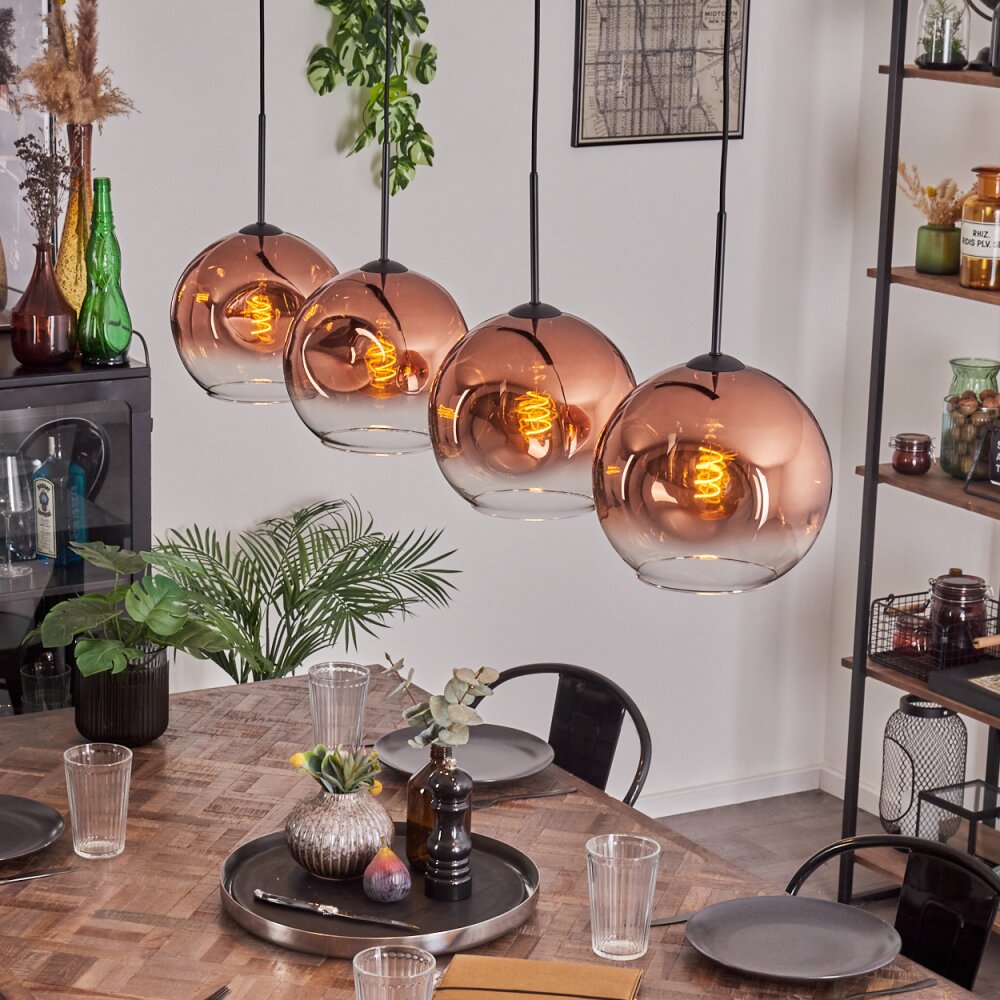 Ripoll Lampa Wisząca - Szkło 25 cm Przezroczysty, W kolorze miedzi, 4-punktowe main product photo