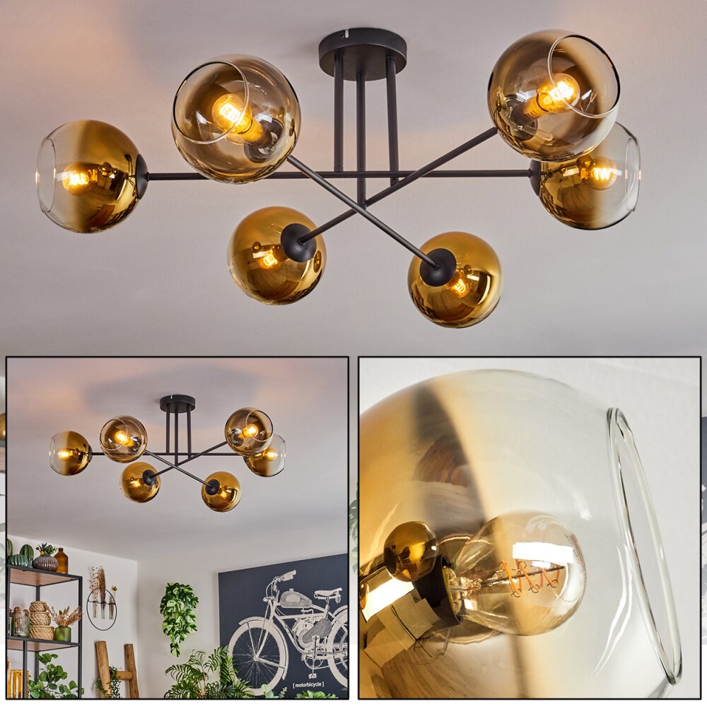 Koyoto Lampa Sufitowa - Szkło 15 cm Złoty, Przezroczysty, 6-punktowe main product photo