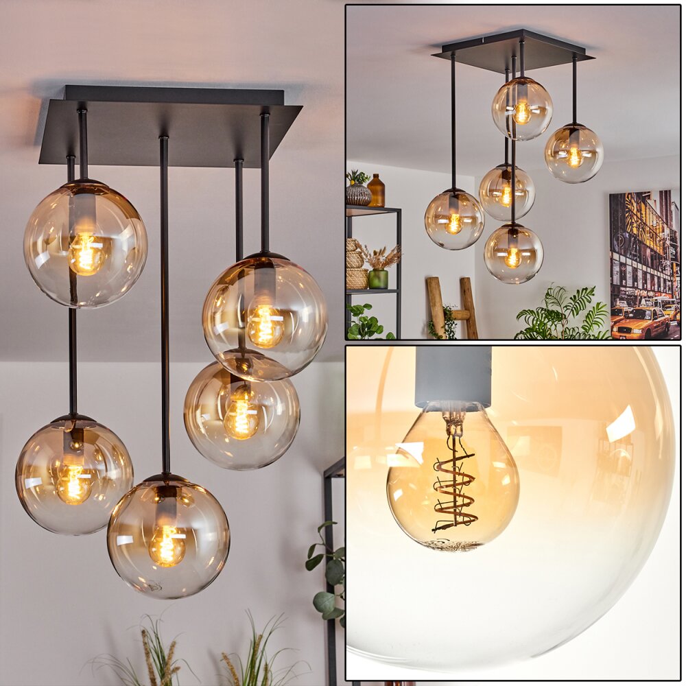 Gastor Lampa Sufitowa - Szkło 15 cm W kolorze bursztynu, Przezroczysty, 5-punktowe main product photo