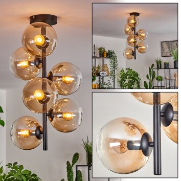 Gastor Lampa Sufitowa - Szkło 15 cm bursztynowy, przezroczysty, 6-punktowe