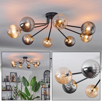 Chehalis Lampa Sufitowa - Szkło 12 cm Złoty, Czarny, 8-punktowe