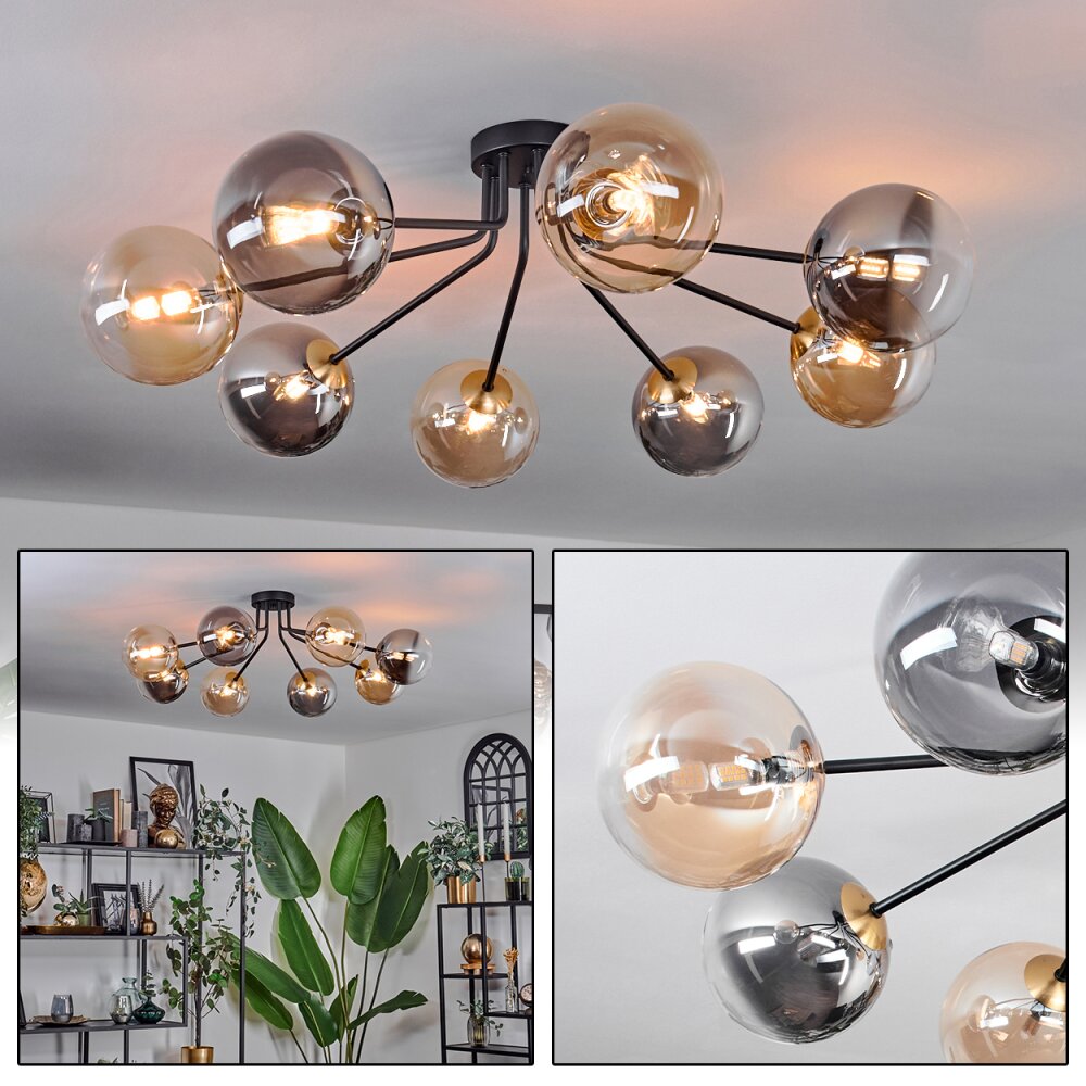 Chehalis Lampa Sufitowa - Szkło 15 cm Złoty, Czarny, 8-punktowe main product photo