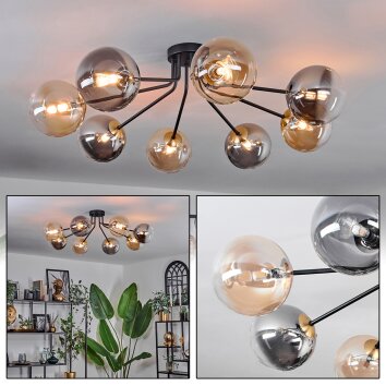 Chehalis Lampa Sufitowa - Szkło 15 cm złoty, czarny, 8-punktowe