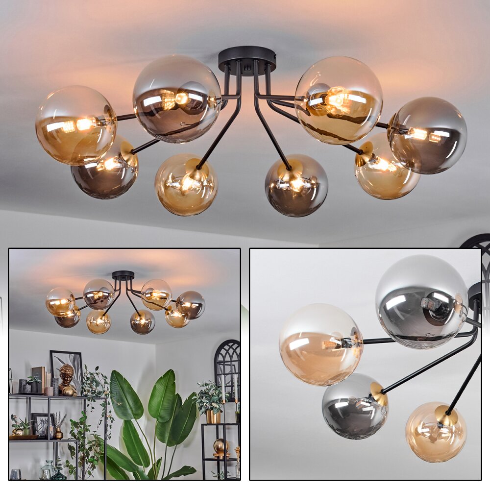 Chehalis Lampa Sufitowa - Szkło 15 cm Złoty, Czarny, 8-punktowe main product photo