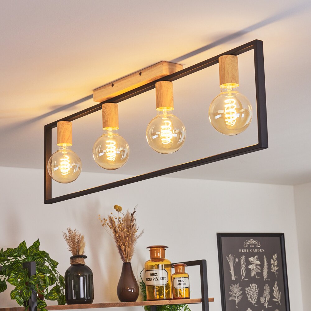 Bergo Lampa Sufitowa Wygląd drewna, Ecru, Czarny, 4-punktowe main product photo