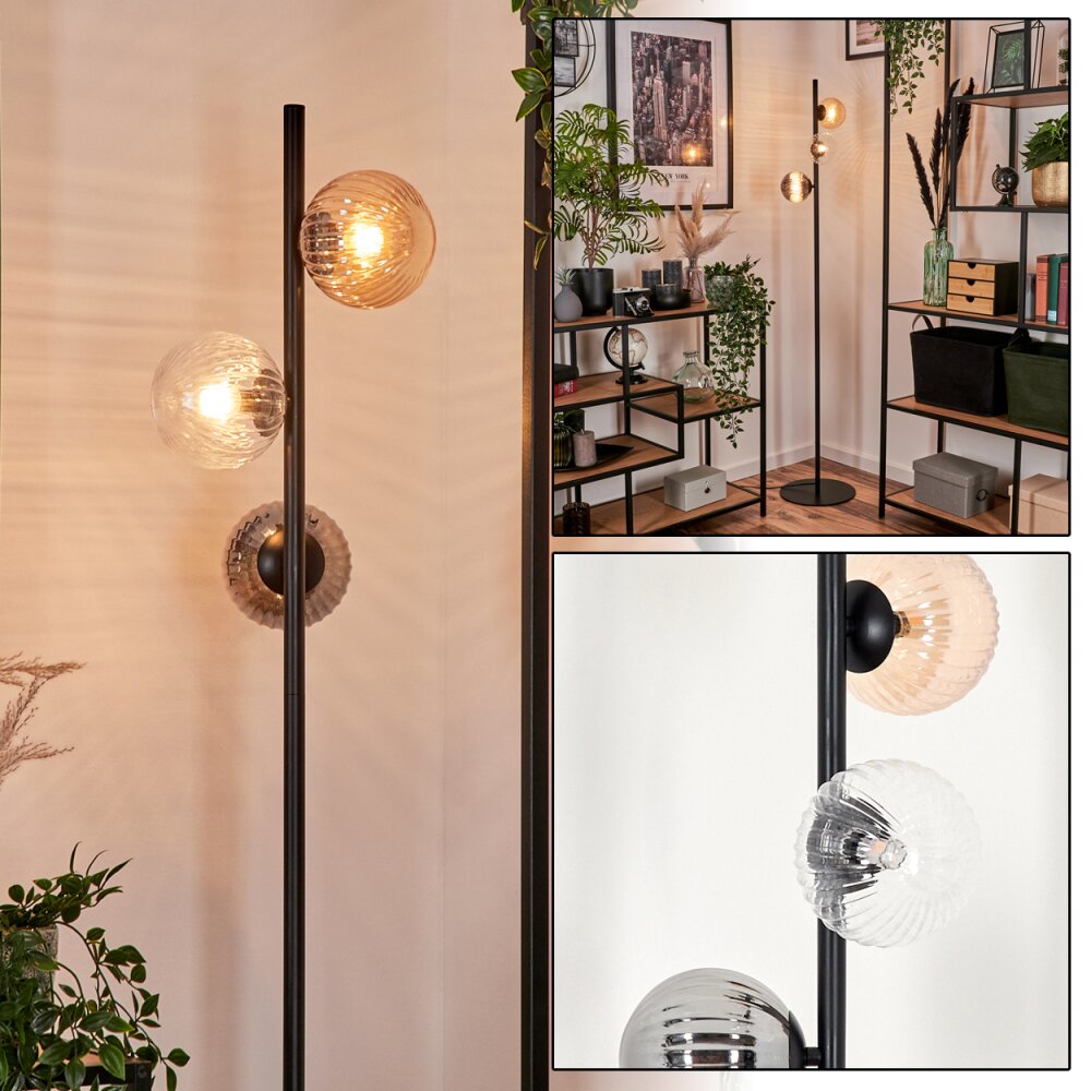 Remaisnil Lampa Stojąca - Szkło 12 cm Czarny, 3-punktowe main product photo