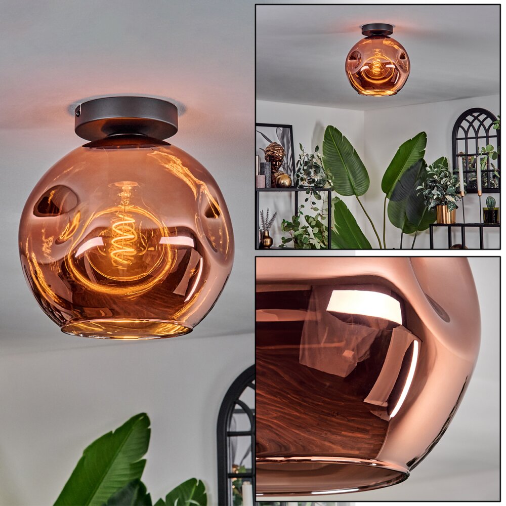 Ripoll Lampa Sufitowa - Szkło 25 cm W kolorze miedzi, 1-punktowy main product photo
