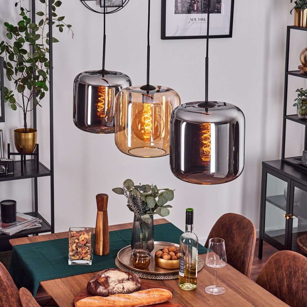 Lauden Lampa Wisząca - Szkło 25 cm W kolorze bursztynu, Chrom, 3-punktowe main product photo