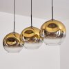 Ripoll Lampa Wisząca - Szkło 30 cm Złoty, Przezroczysty, 3-punktowe