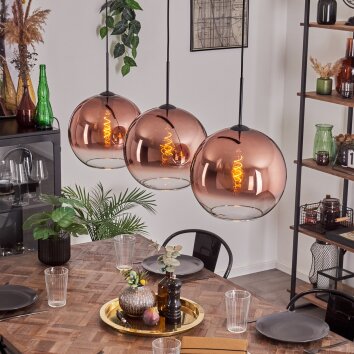 Koyotot Lampa Wisząca - Szkło 30 cm Przezroczysty, W kolorze miedzi, 3-punktowe
