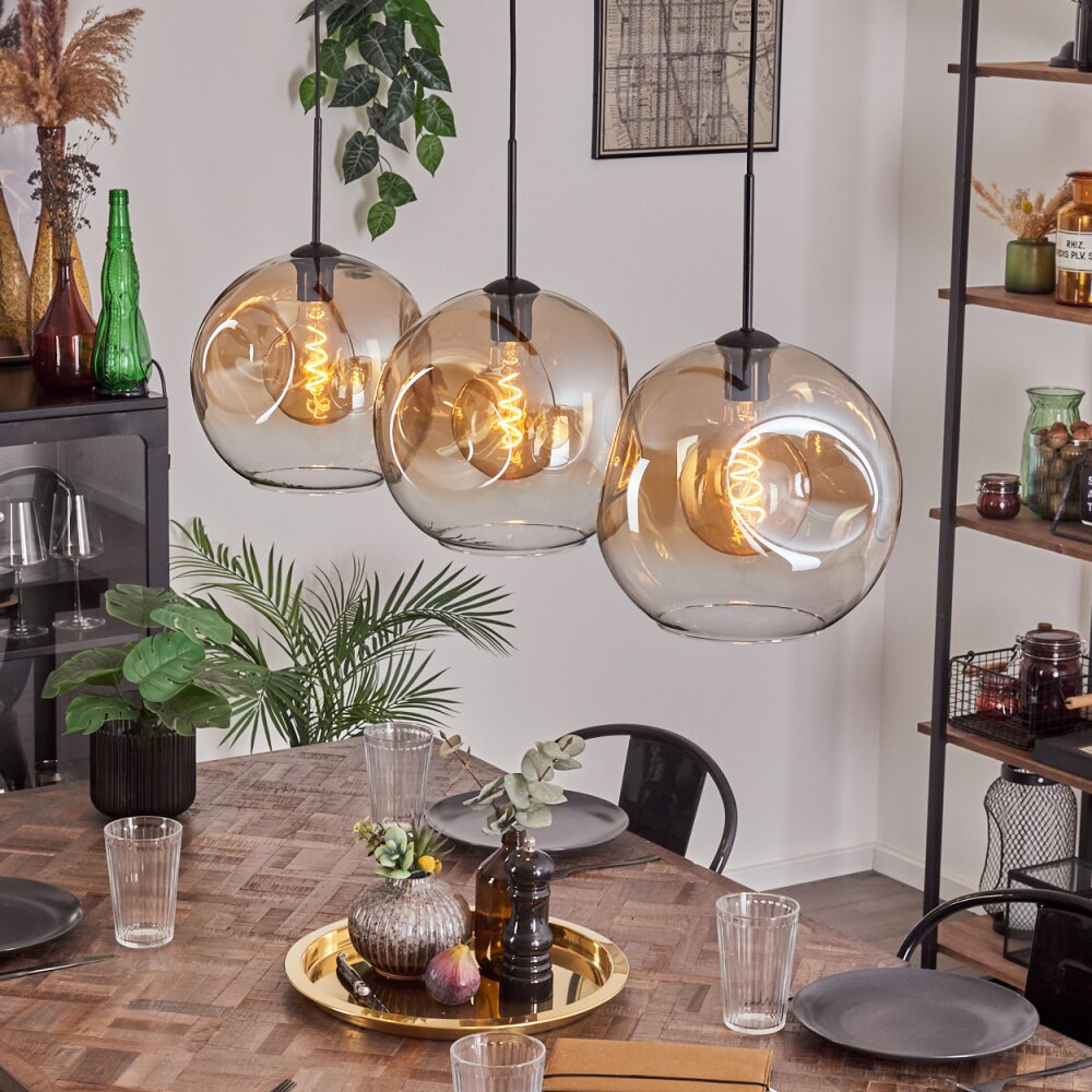Ripoll Lampa Wisząca - Szkło 30 cm Czarny, 3-punktowe main product photo